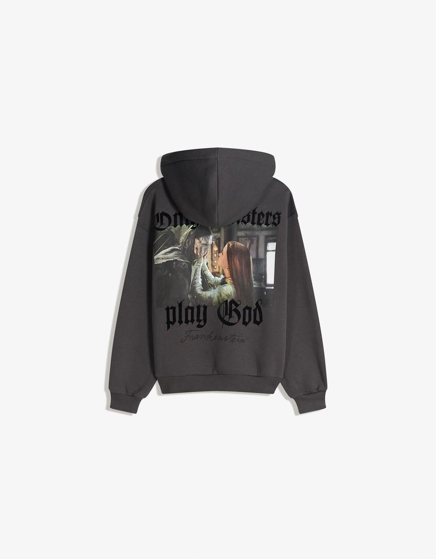 Sweat Frankenstein à capuche imprimé-Gris foncé