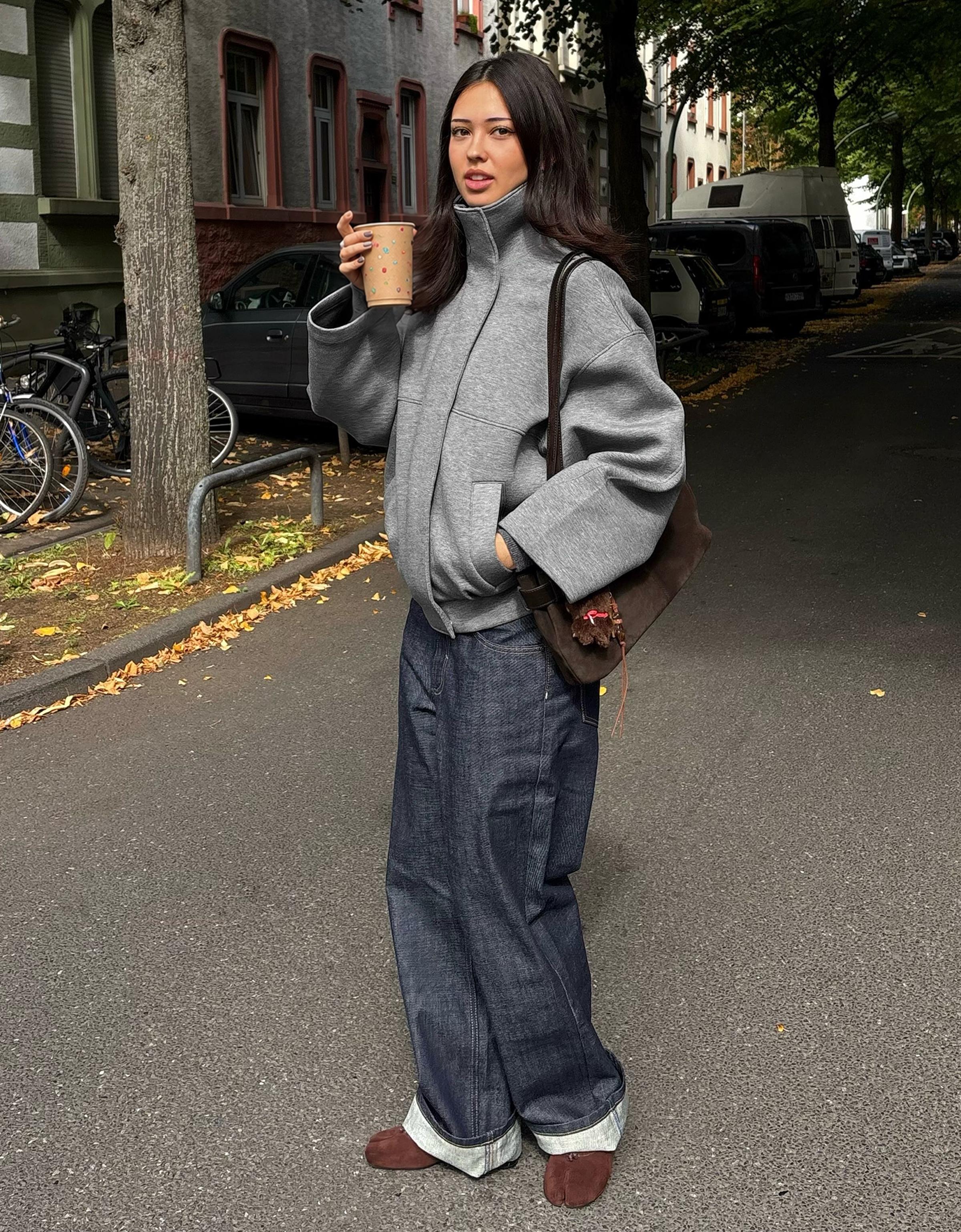 Bershka Oversize scuba kumaş ceket görsel 5