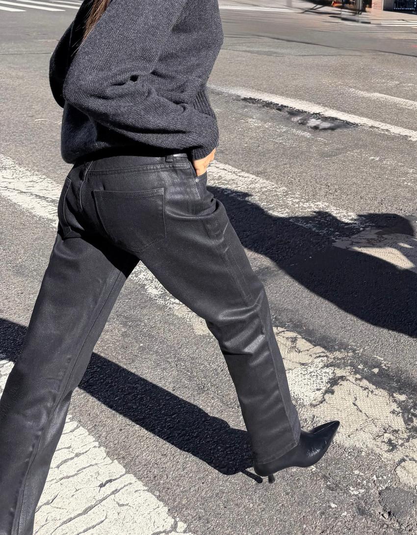 Jeans straight fit coating-Nero