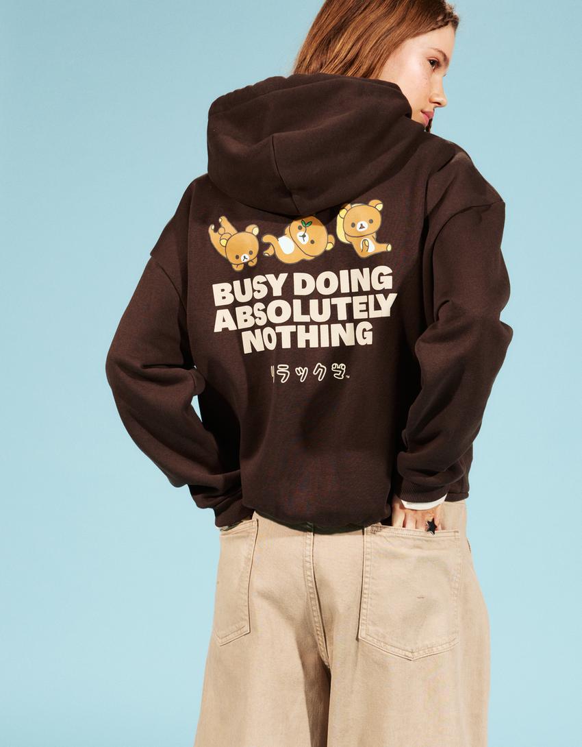 Rilakkuma-Hoodie mit Print-Braun