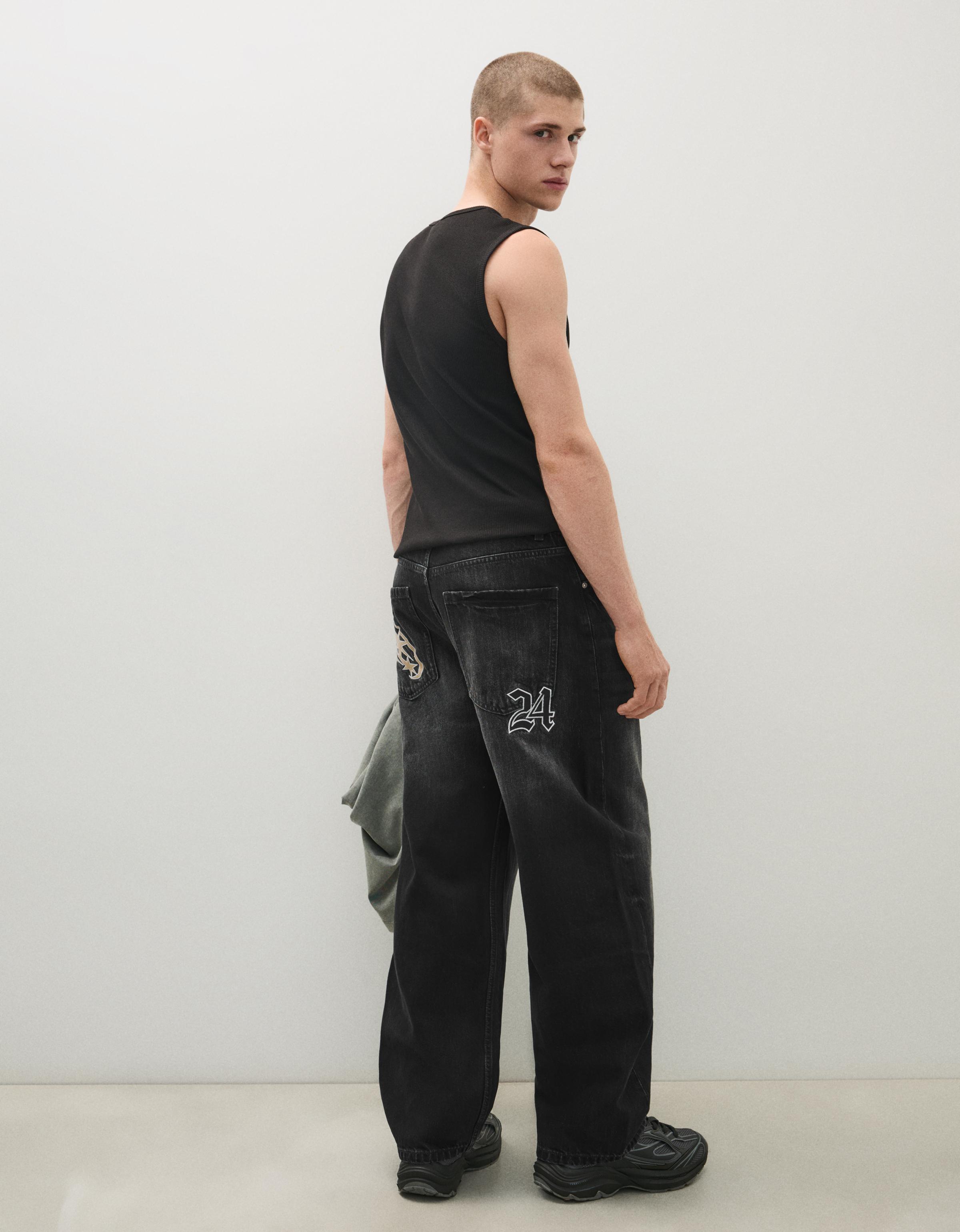 Embroidered neobarrel jeans — Black
