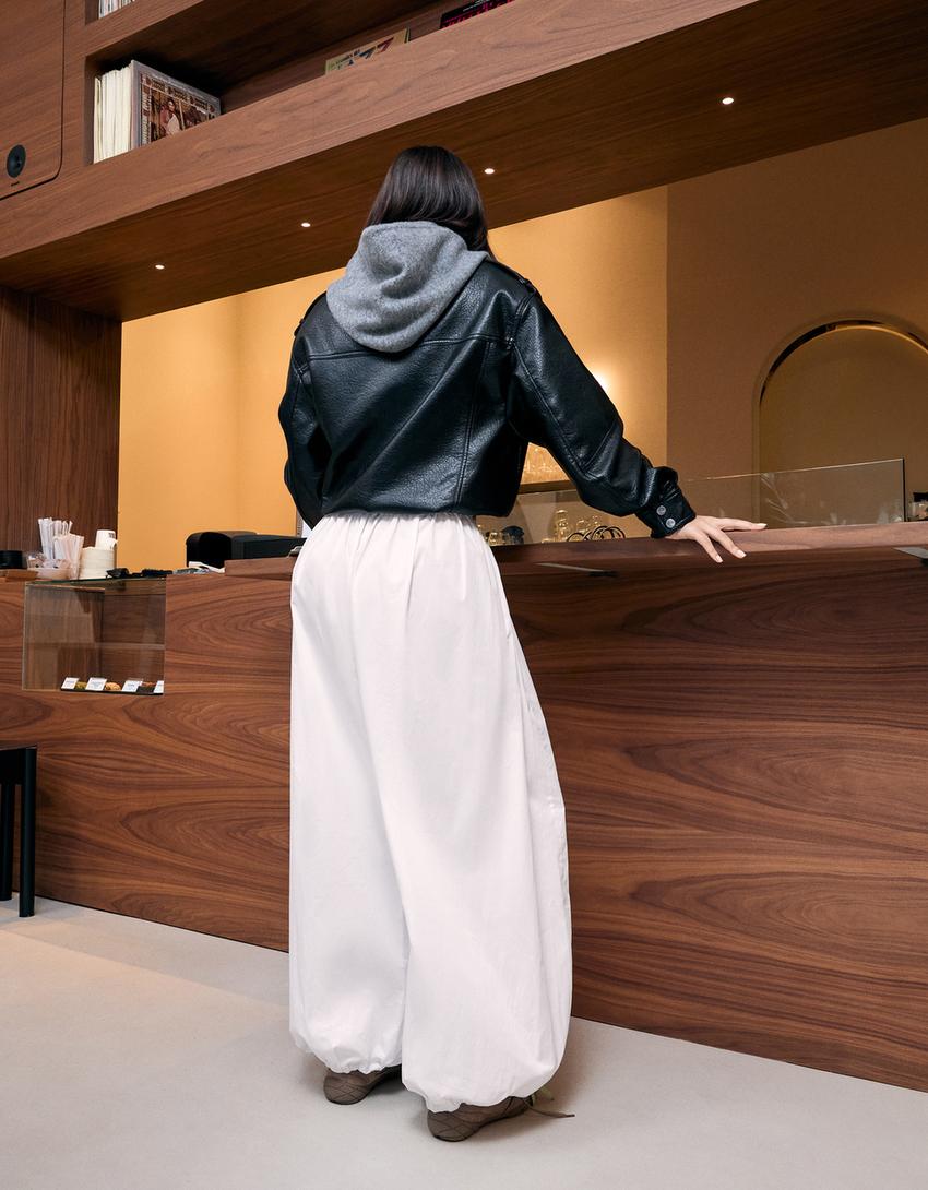 Hlače bloomer popelin-Bijela