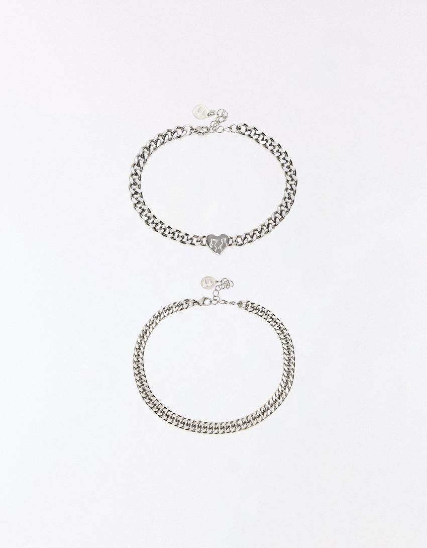 2-pack of steel bracelets-Silver