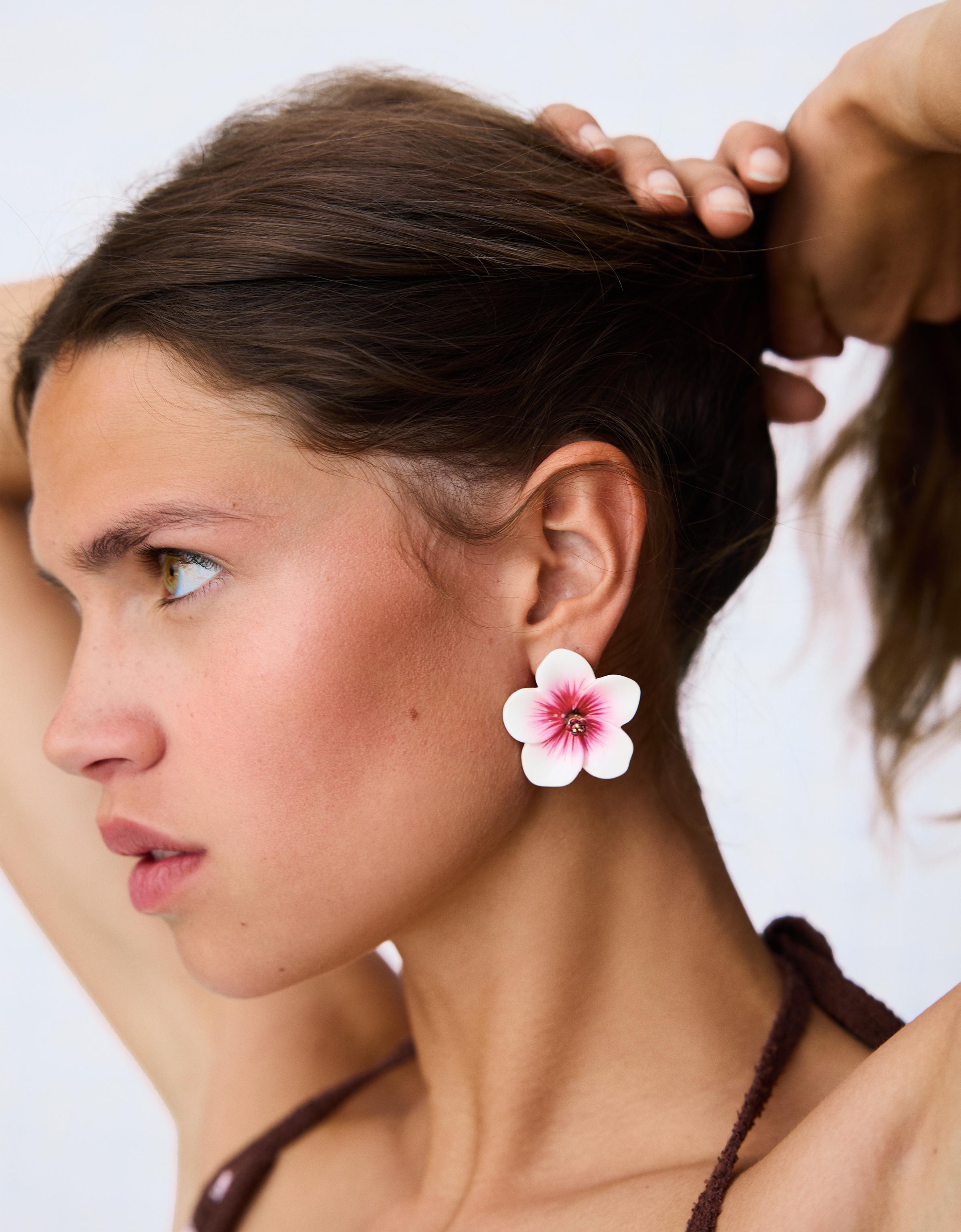 Pendientes Hibiscus Mujer Rosa
