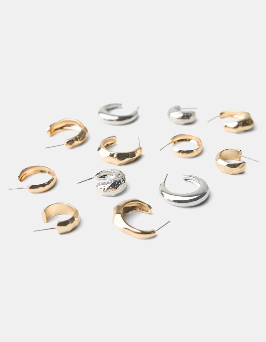 6-pack of hoop earrings-Gold-2
