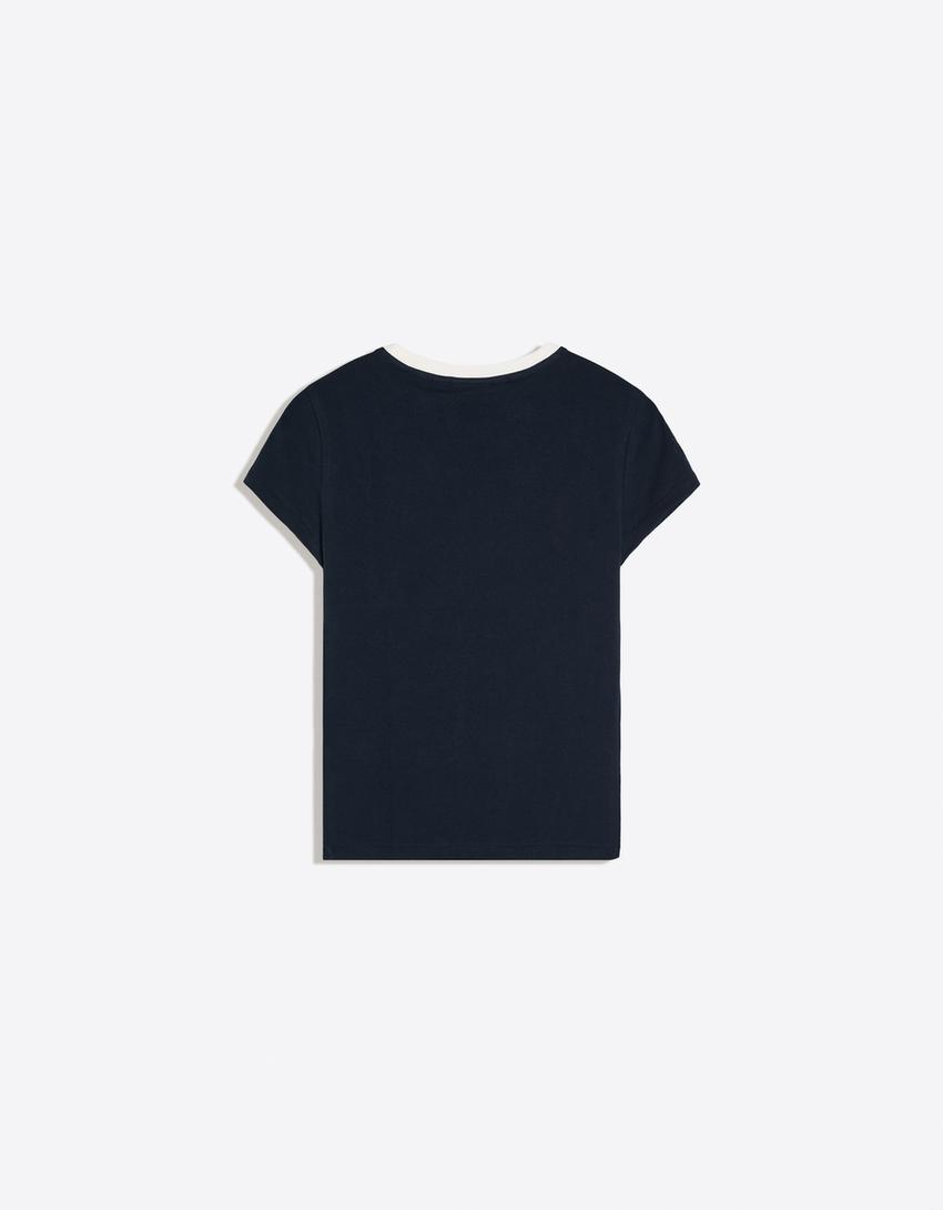 Short sleeve regular print T-shirt-Navy