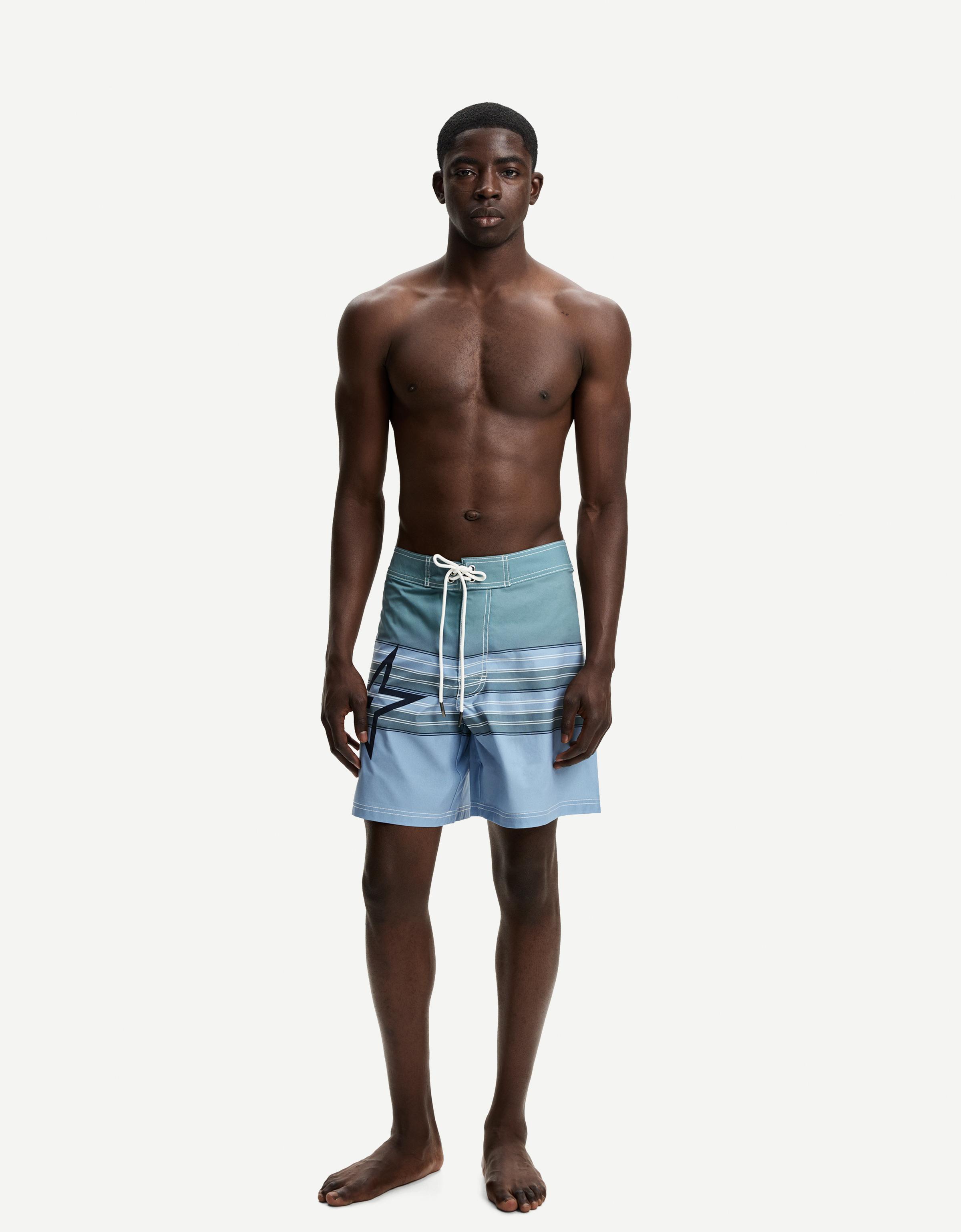 Bershka Lange Badeshorts Mit Print Herren Xl Grün