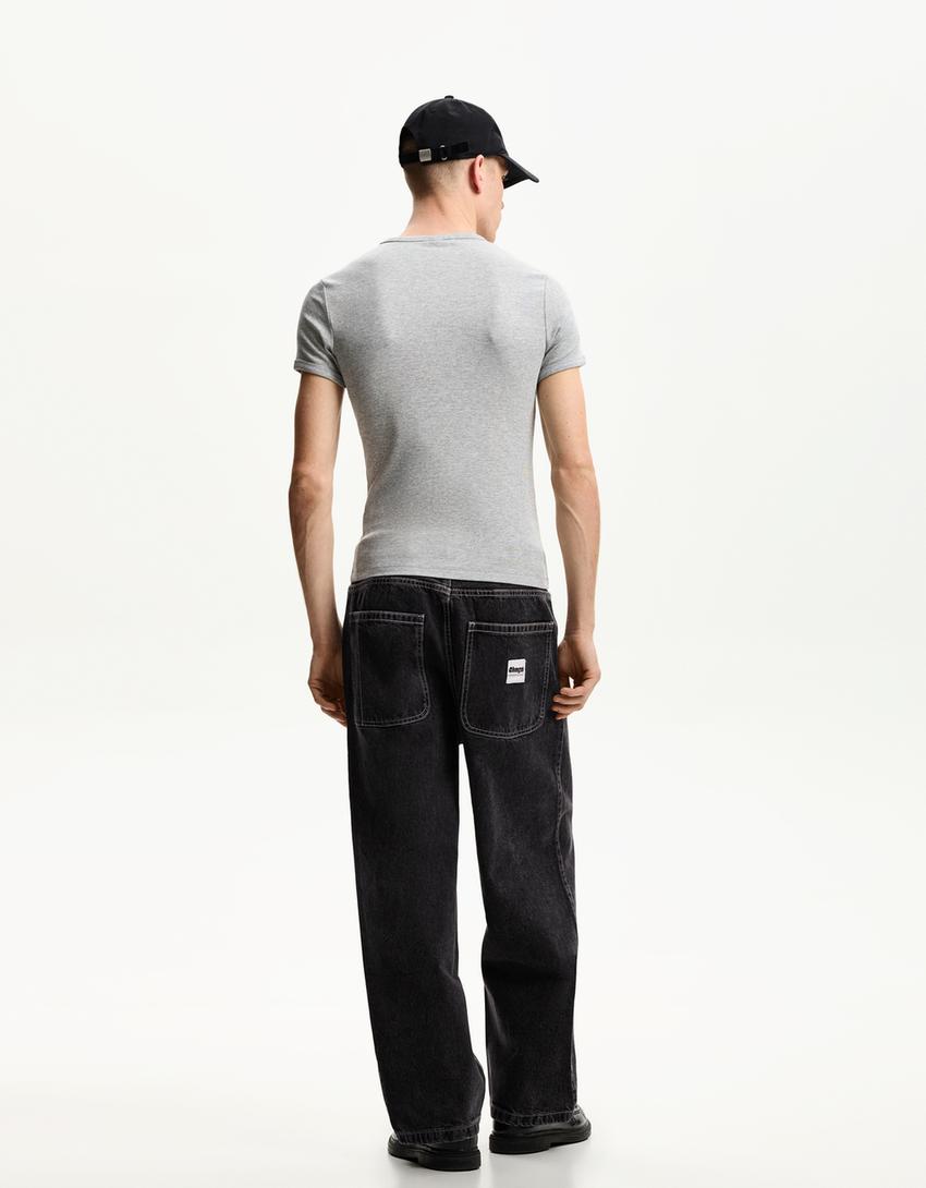 Loose-fit baggy jeans-Black-1