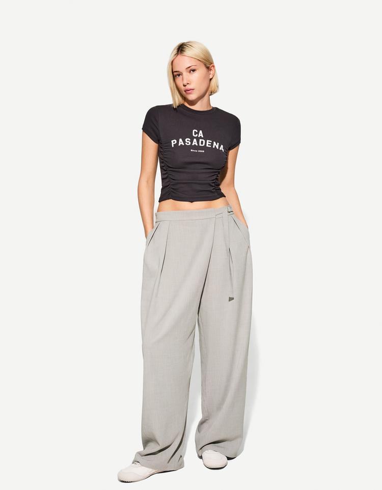 Kruvaze belli, tailored fit pantolon