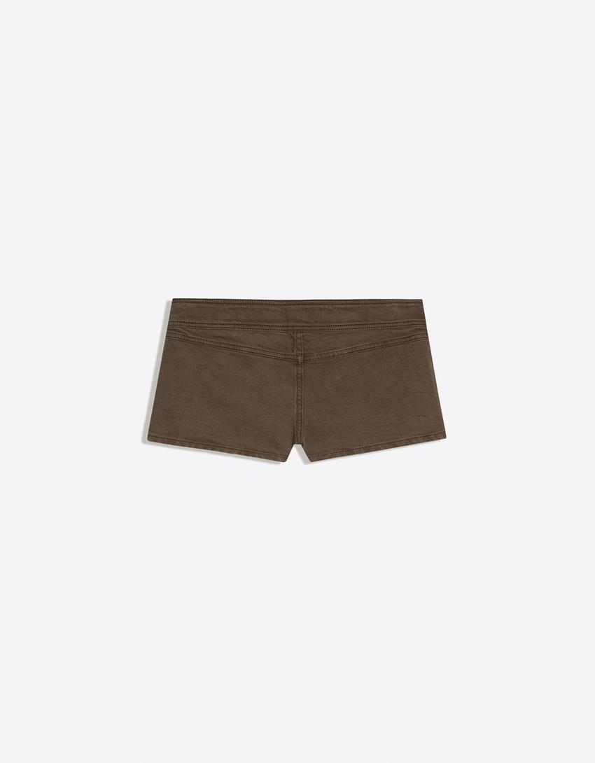 Mini shorts with buttons-Sand
