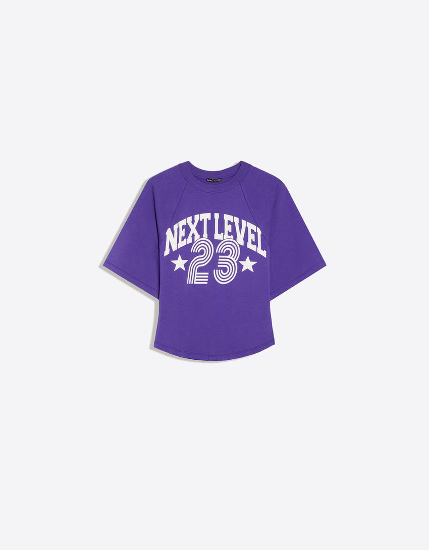Corset-effect print T-shirt-Violet