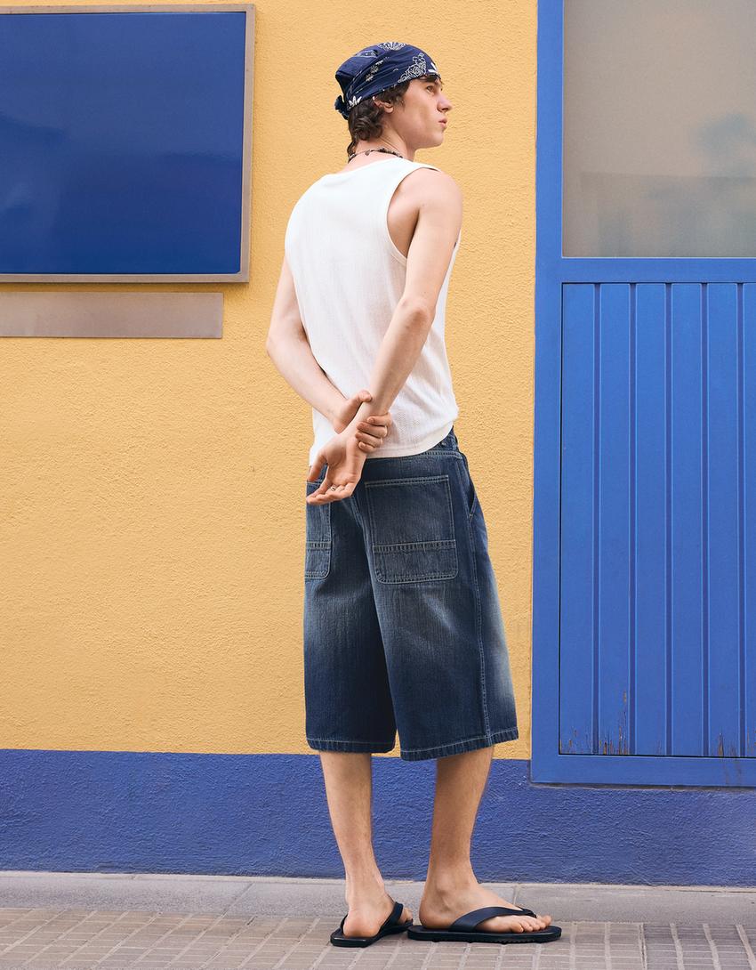 Bermuda skater en jean-Bleu