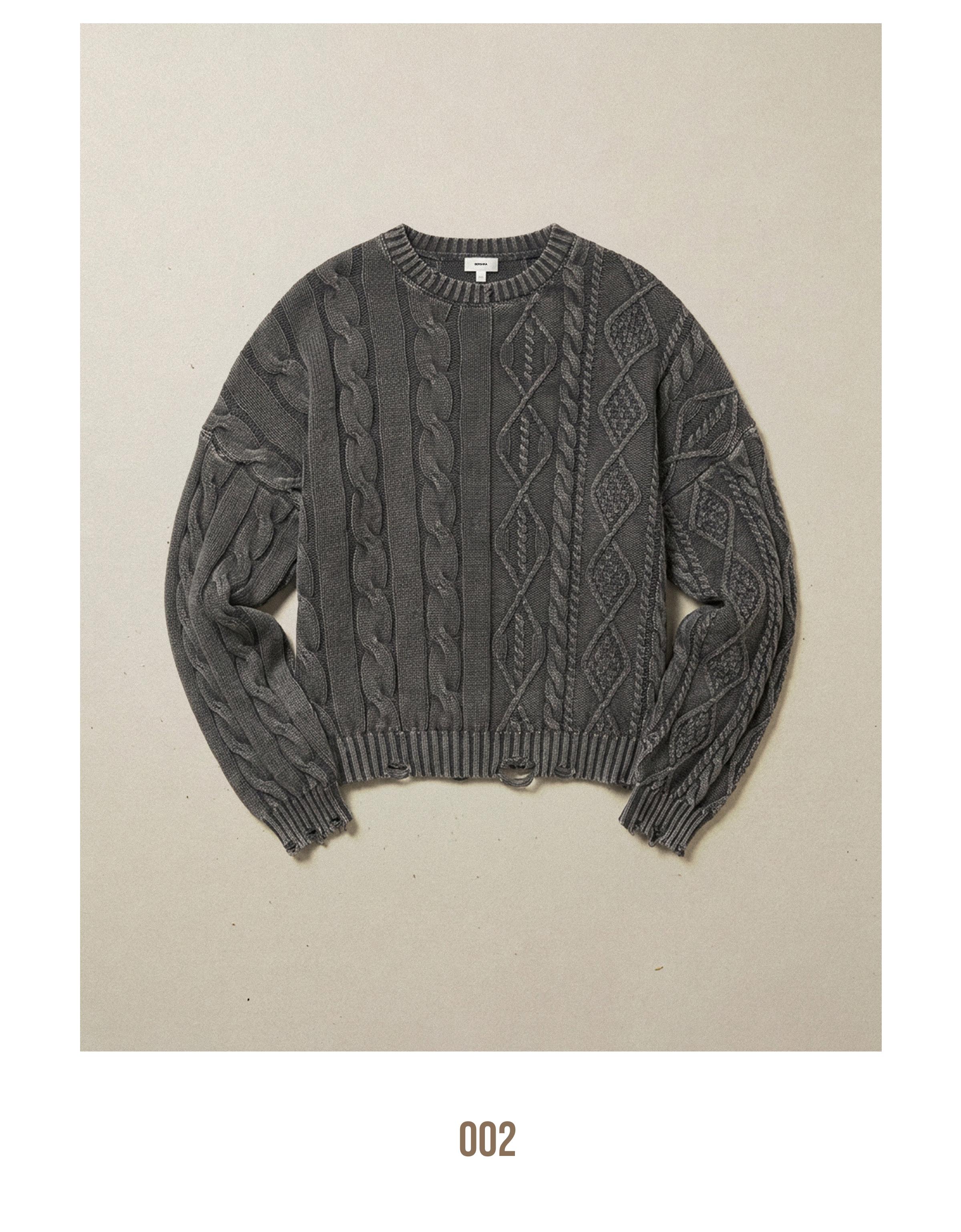 Washed-effect cable-knit jumper — Dark grey