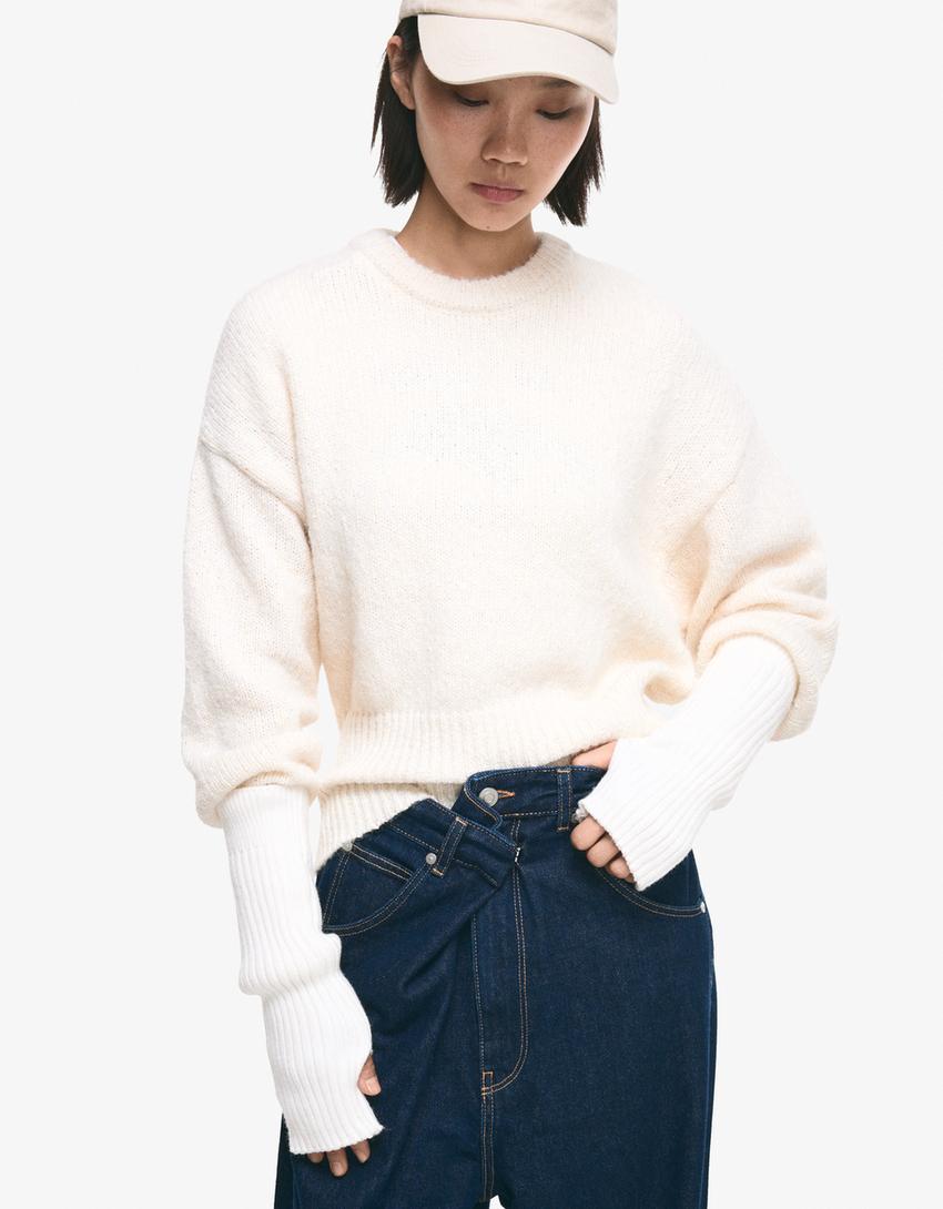 Long mittens-Cream