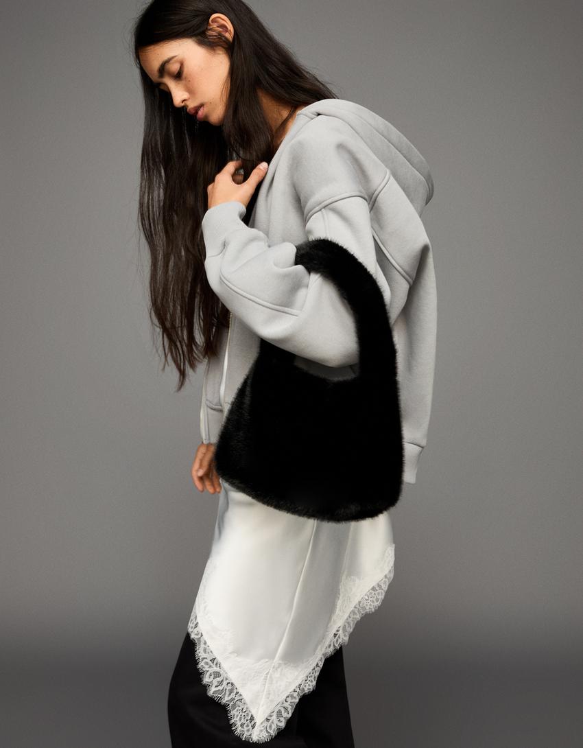 Borsa a tracolla a tracolla da donna in pelliccia sintetica moda con cerniera tinta una borsa a tracolla da donna alla moda inverno autunno borse morbide e soffici in peluche 1524 Borsa a tracolla a tracolla da donna in pelliccia sintetica moda con cerniera tinta una borsa a tracolla da donna alla moda inverno autunno borse morbide e soffici in peluche 1524
