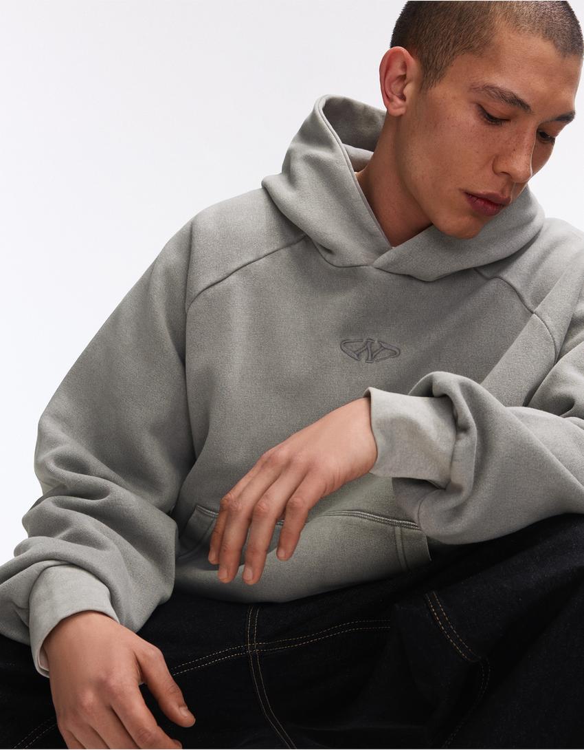 Bluza boxy z kapturem-Szary