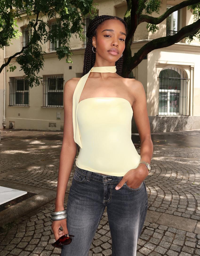 Scarf-style bandeau top-Yellow-2