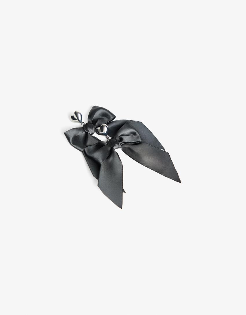 Bow earrings-Black