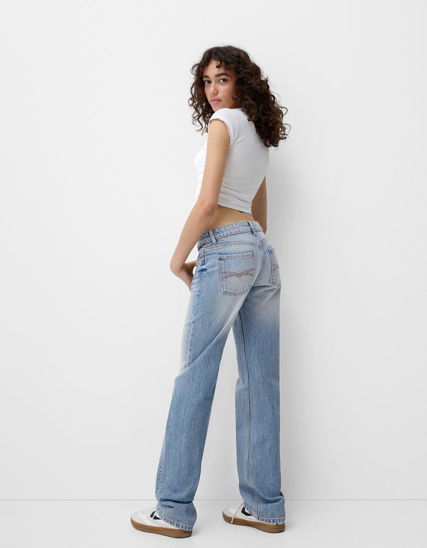 Jean regular taille basse-Bleu lavé-2