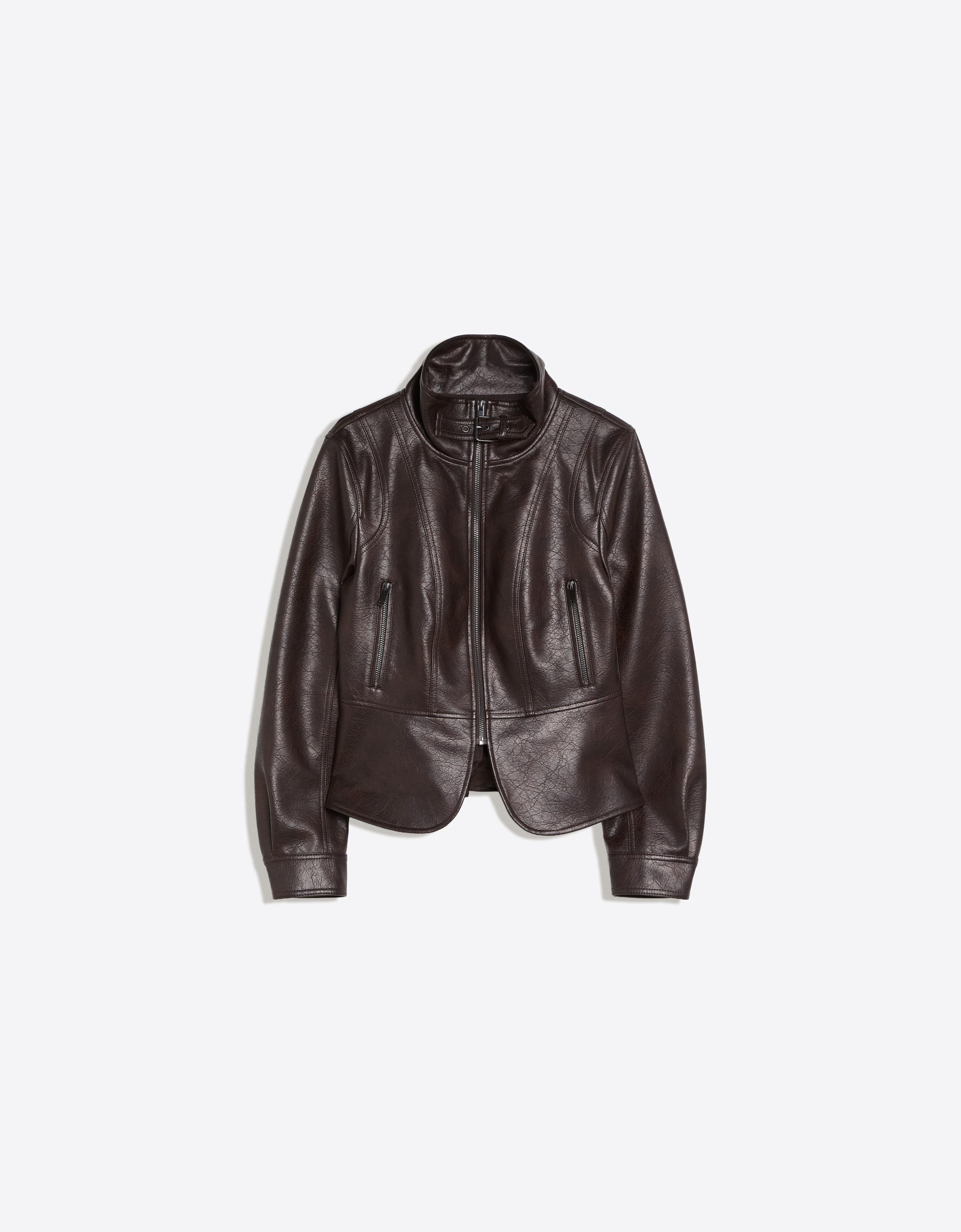 Bershka Peplum suni deri ceket