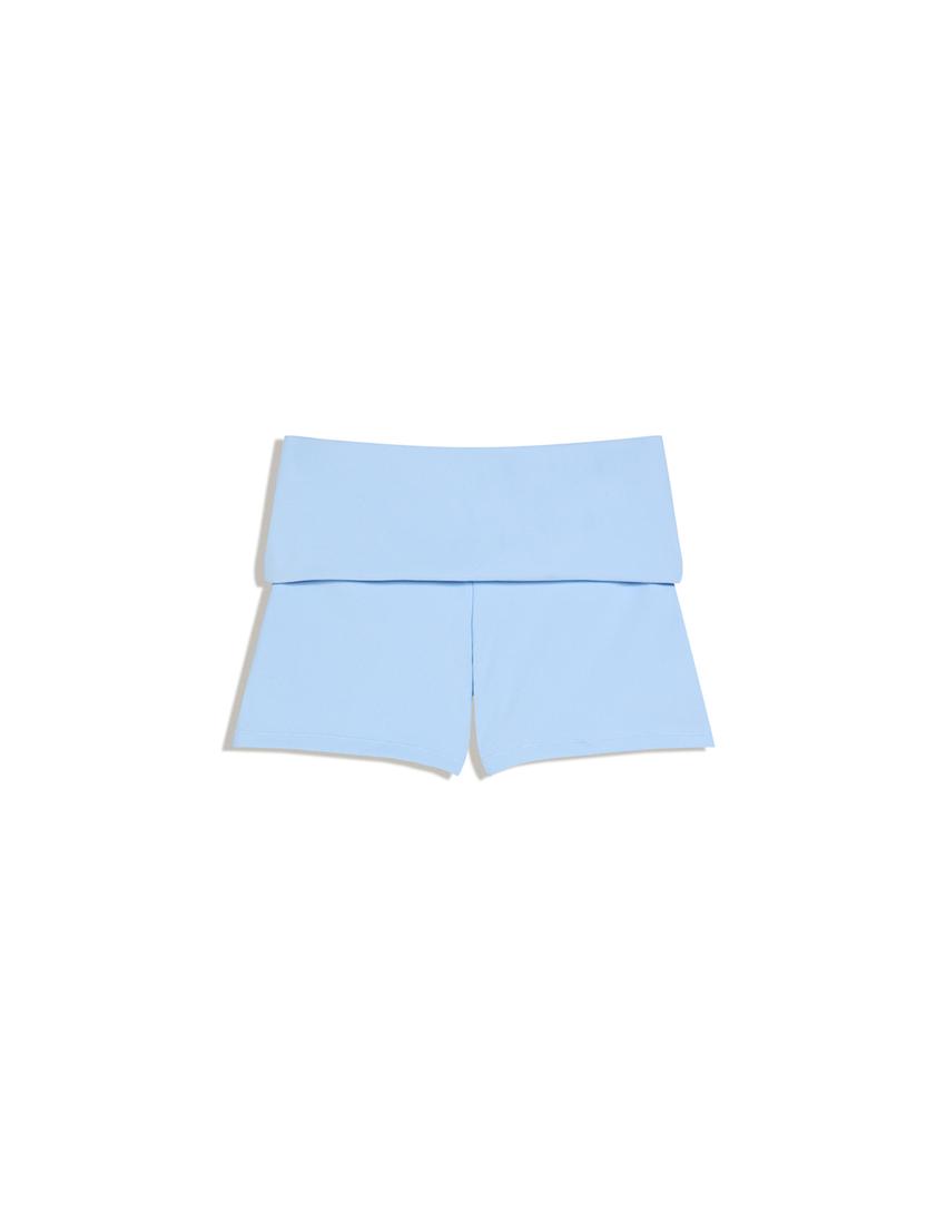 Technical shorts with turn-up waist-Sky blue