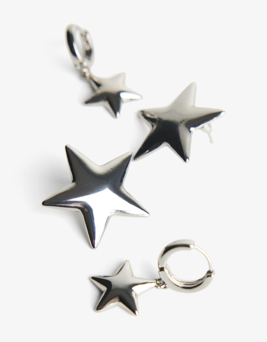 2-Pack ster oorbellen-Zilver-1