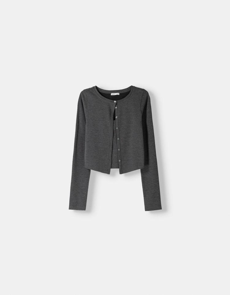 Buttoned cardigan with top