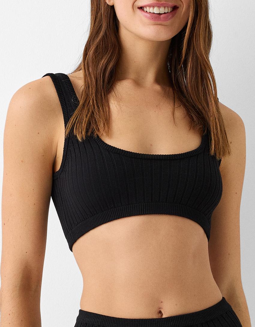 Top tricot à côtes-Noir-2