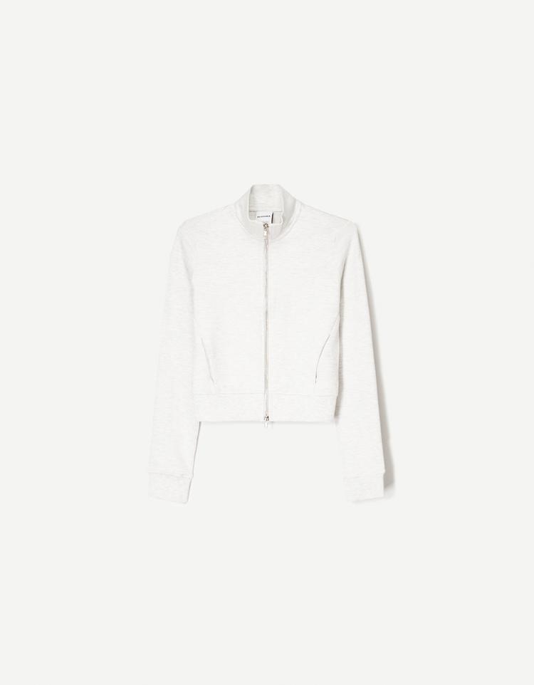 High neck sweatshirt with zip