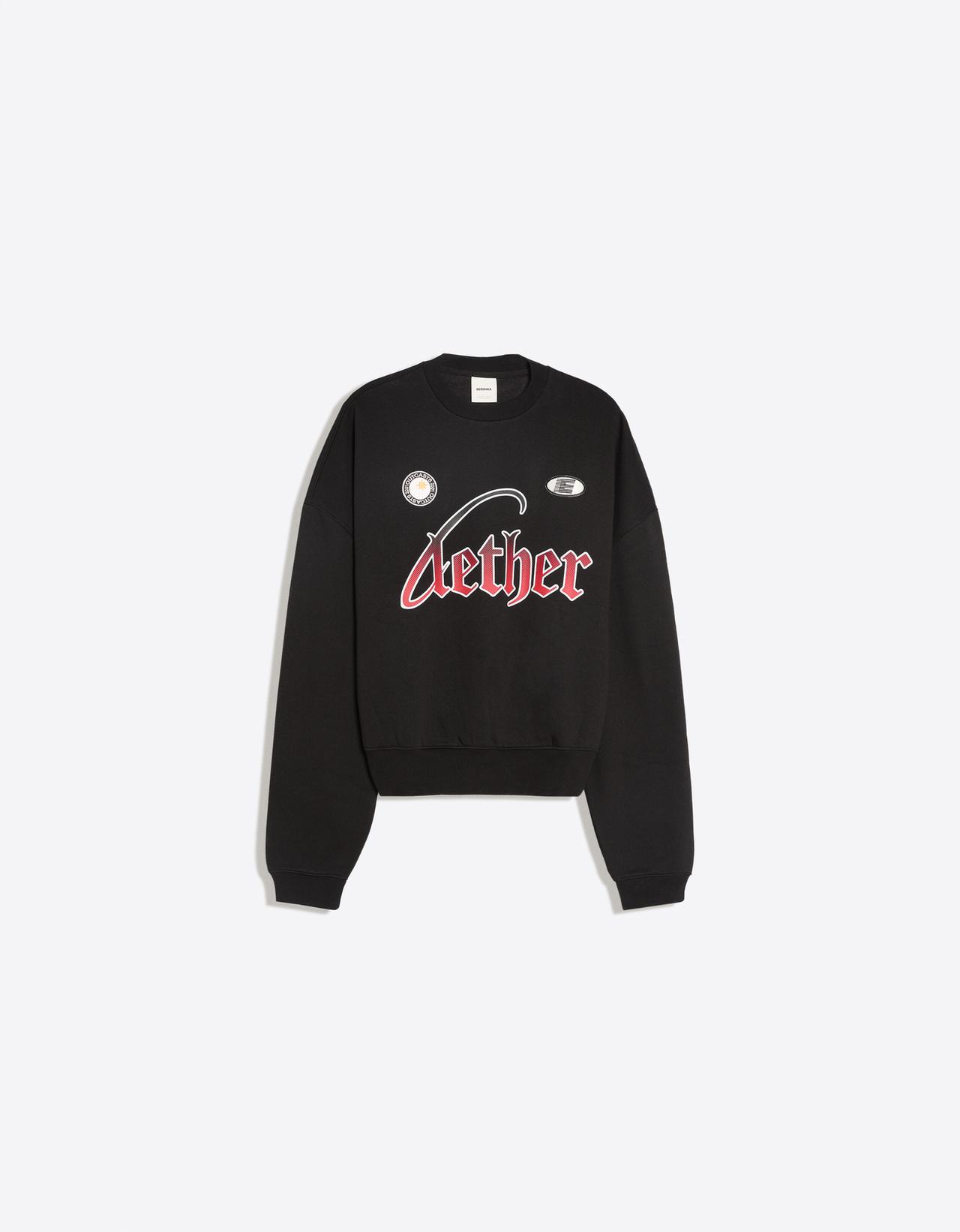 Print round neck sweatshirt — Black