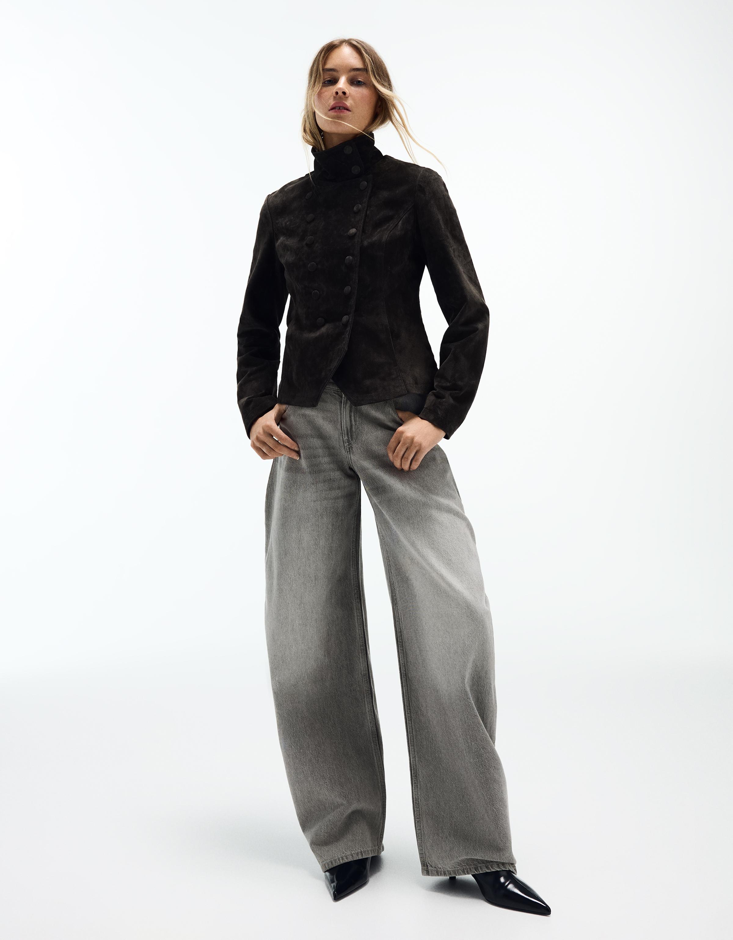 High-waist barrel jeans — Grey