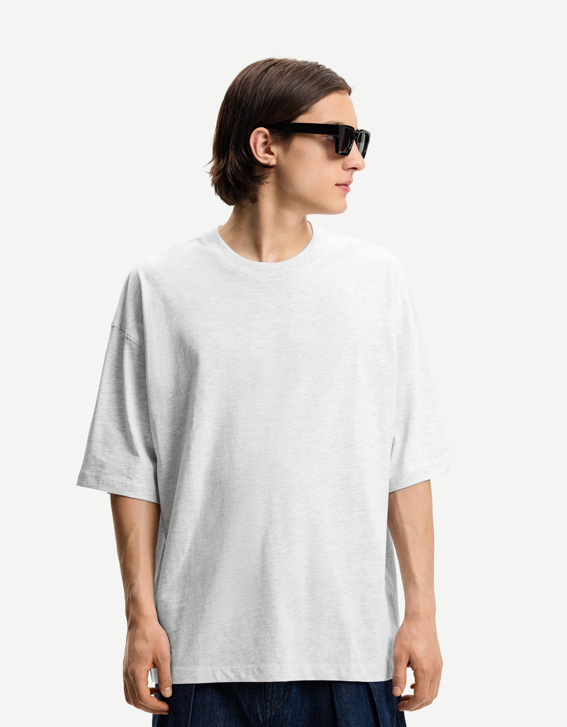 Bershka Kurzärmeliges Oversize-Shirt Herren M Grau
