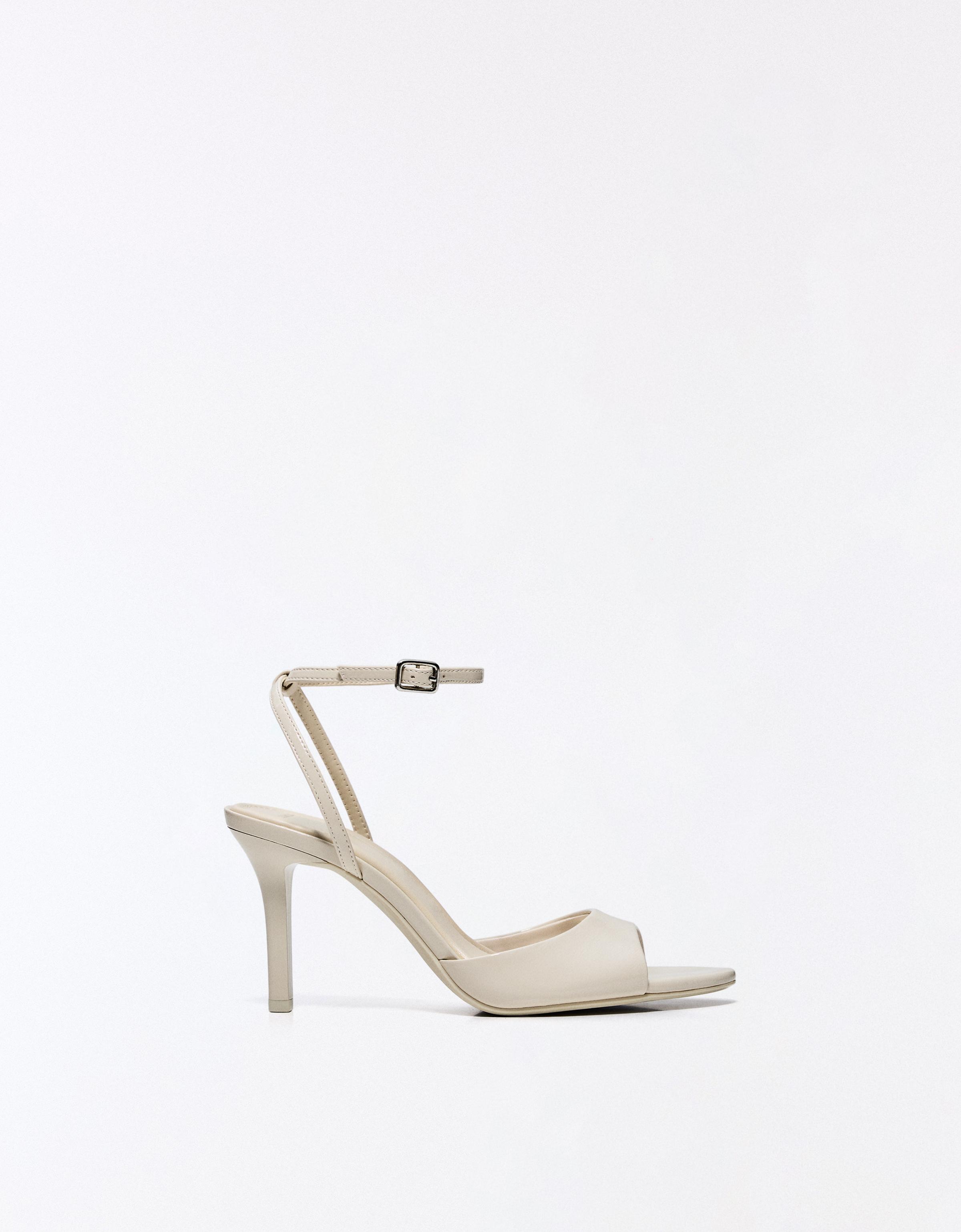 Sandalia Tacón Pulsera Mujer 38 Crudo