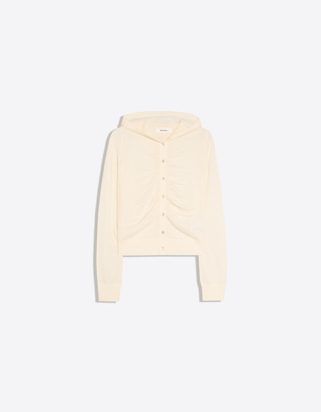 Fine hooded cardigan — Cream