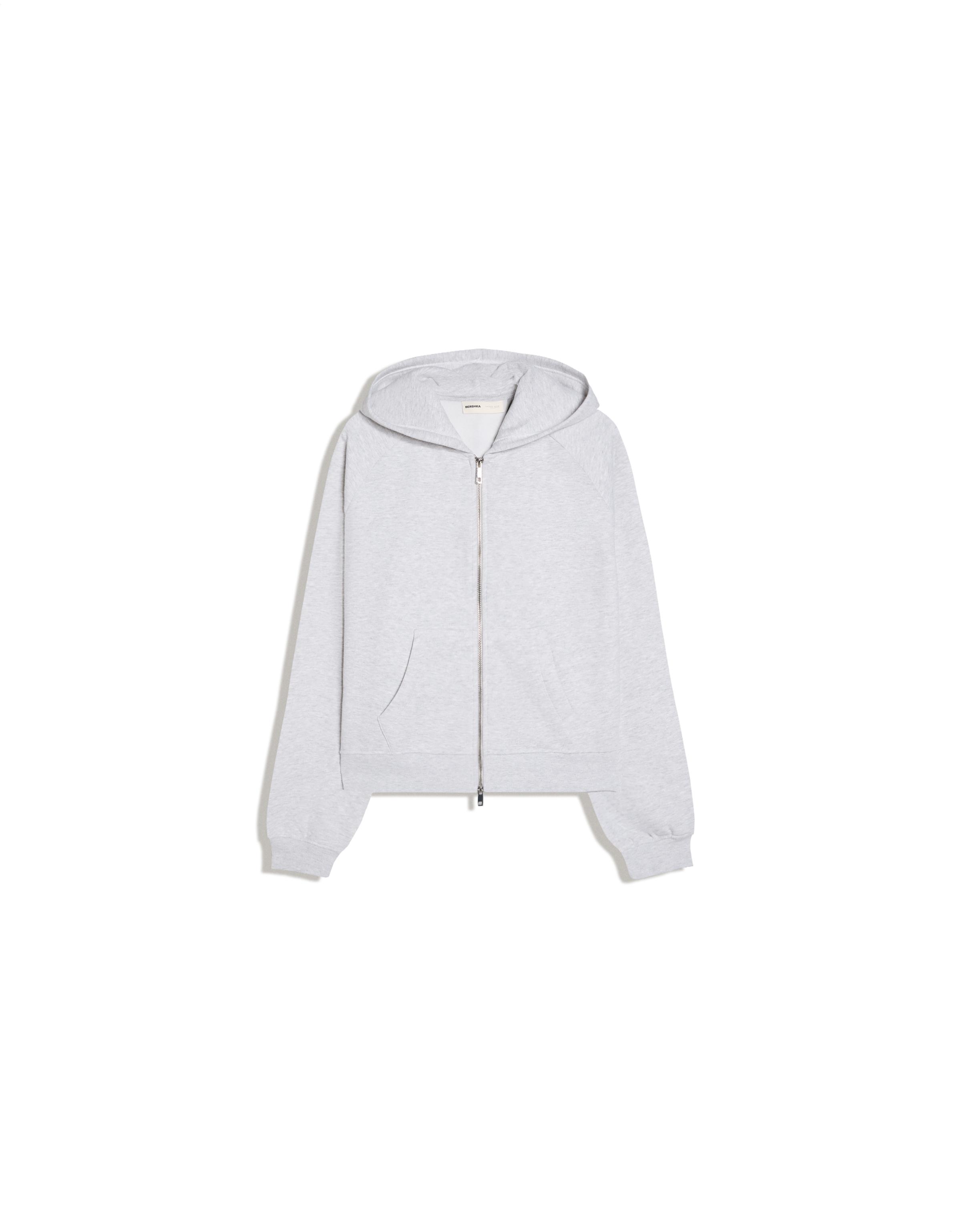 Zip-up plush hooded jacket — Grey
