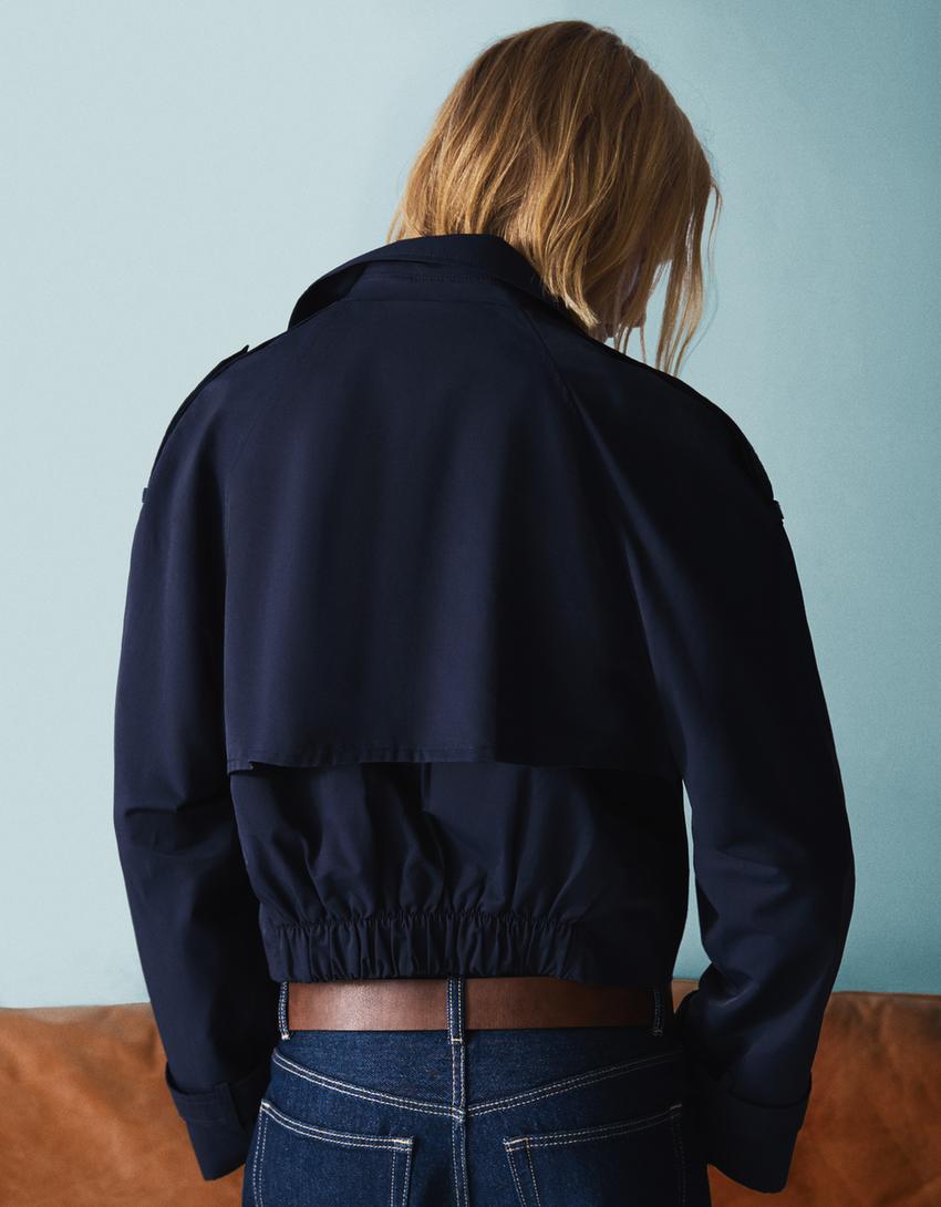 Korte trenchcoat-Marineblau