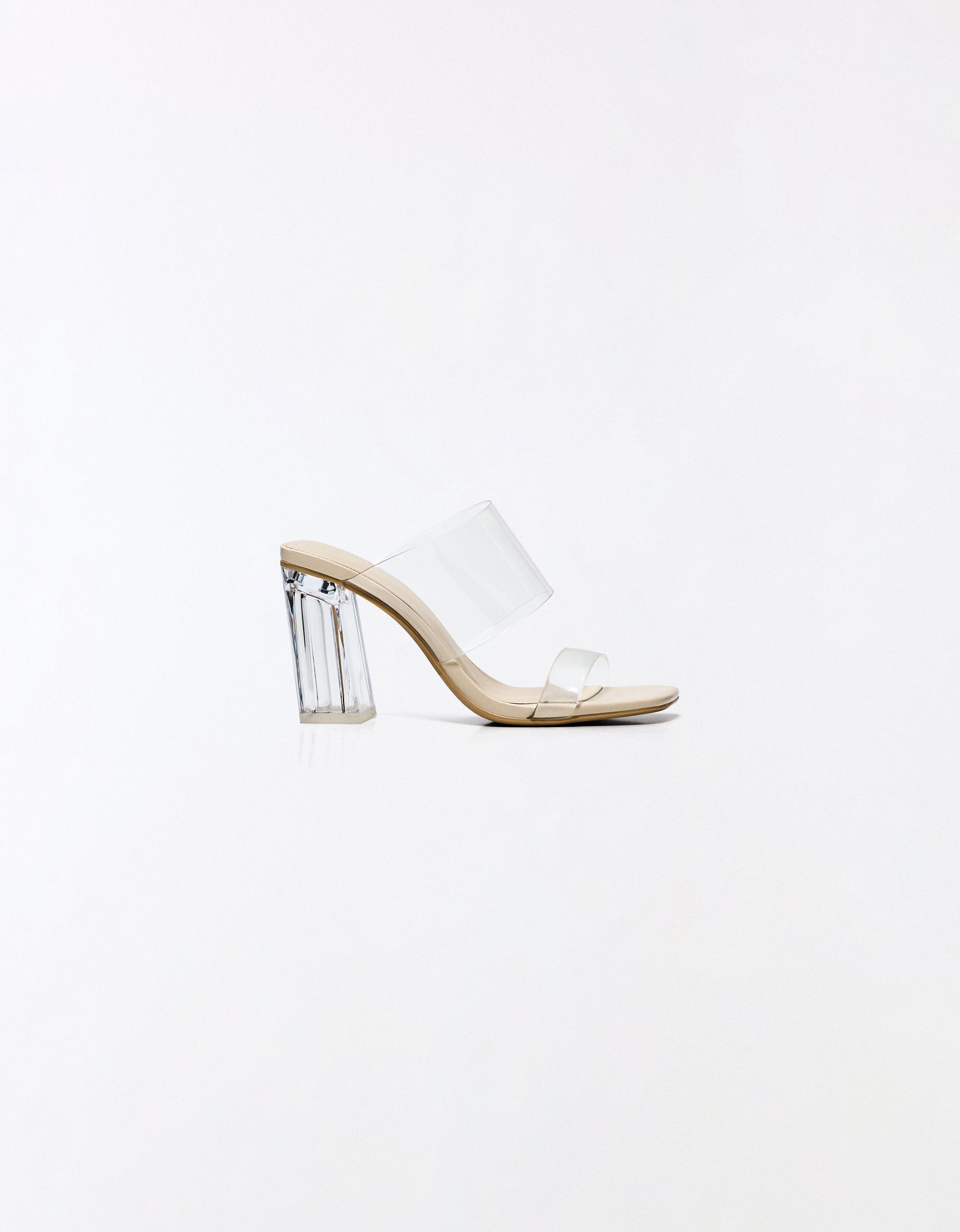 Vinyl heeled sandals — Sheer