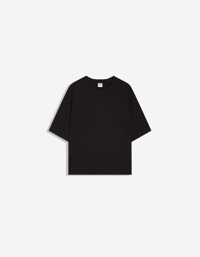 Boxy short sleeve T-shirt-Black