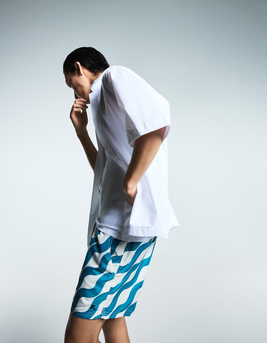 Short de baie print-Turcoaz-3