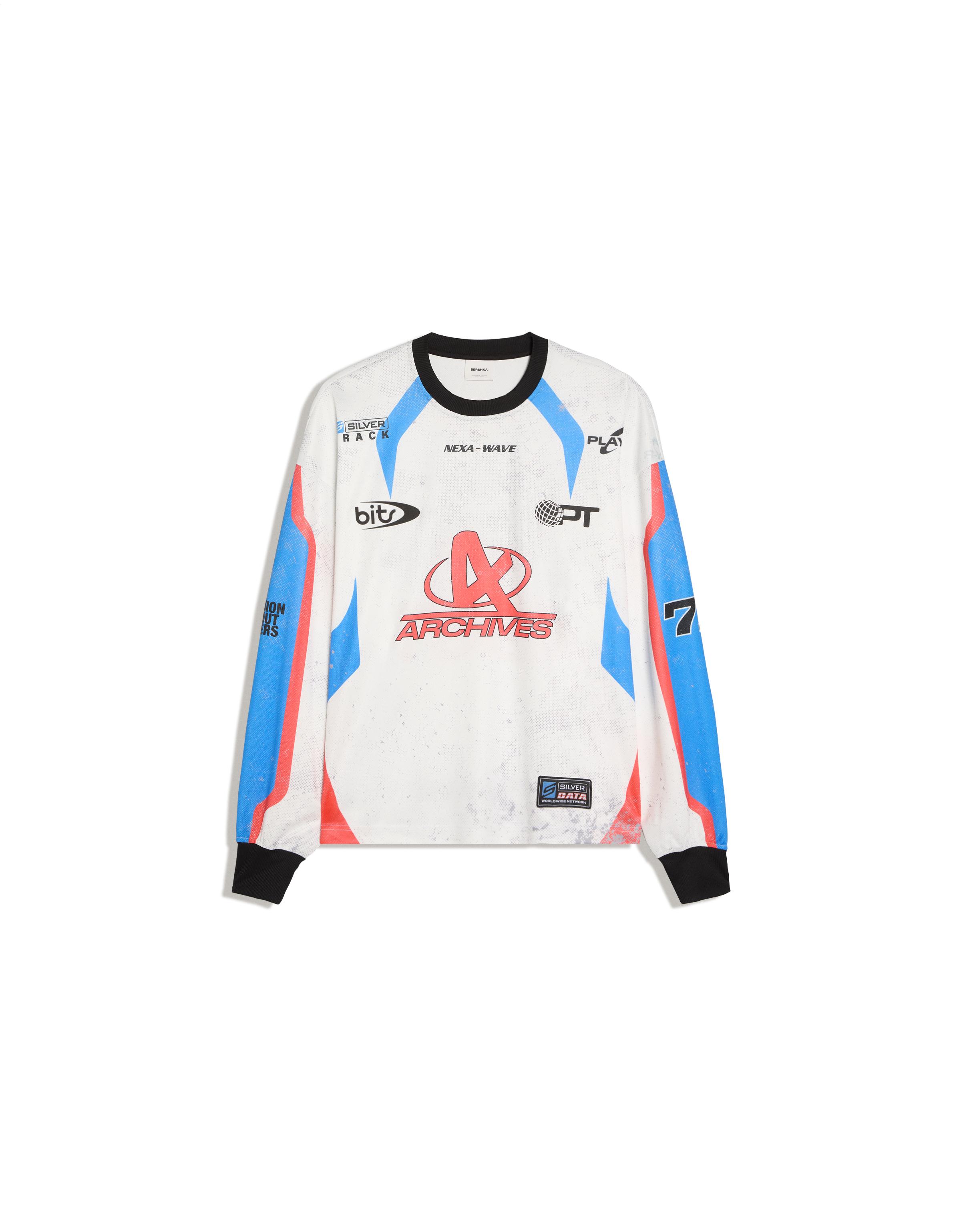 Technical print long-sleeve T-shirt — Off white