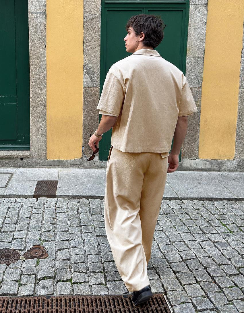 Super baggy pleated semi-jogger trousers-Sand