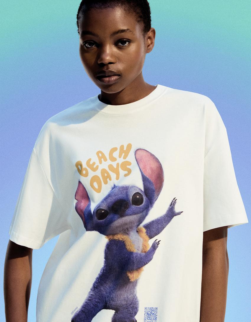 Koszulka Lilo & Stitch z krótkim rękawem Wearable Art-Biały-1