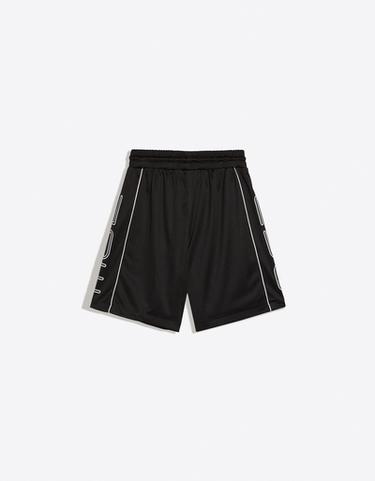 Contrast print mesh Bermuda shorts — Black 6
