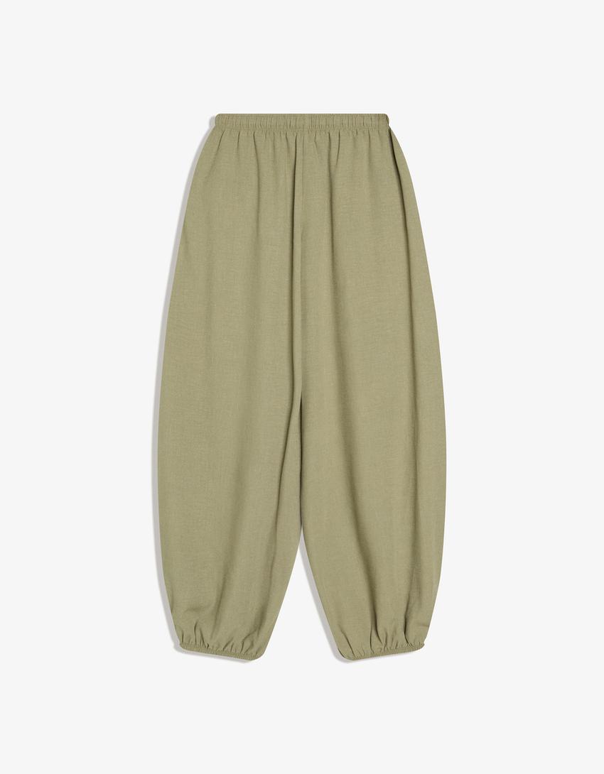 Rustic sarouel trousers-Khaki