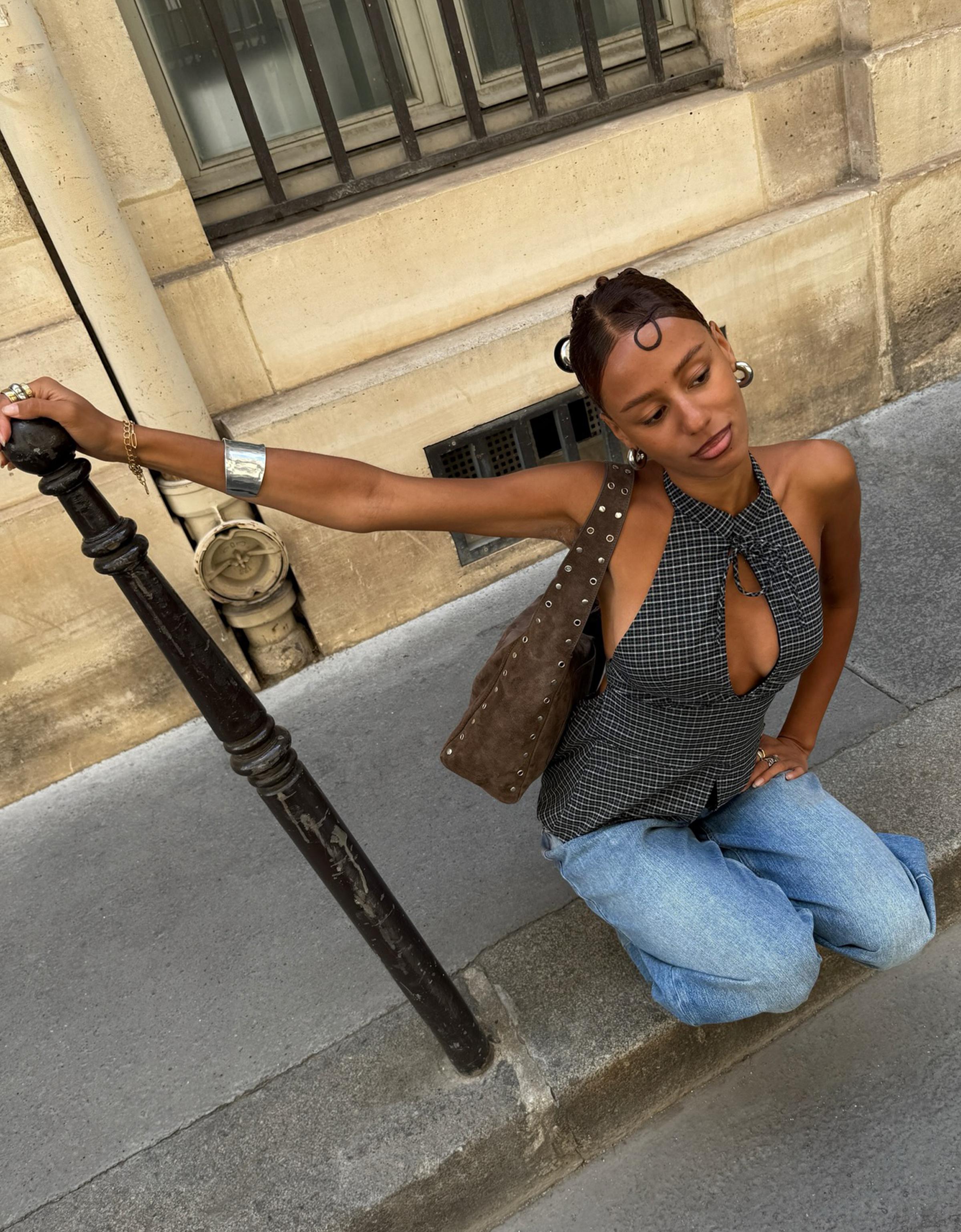 Halter neck top — Dark grey