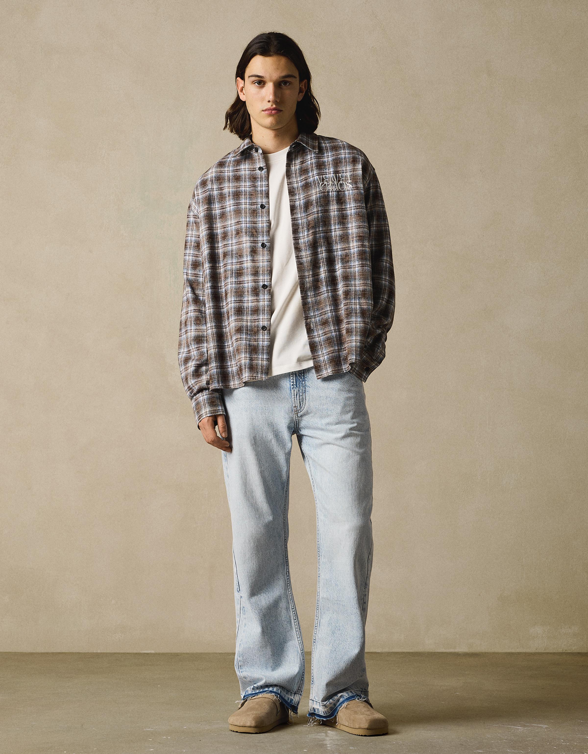 Bershka Jeans Flare Straight Hombre Azul Claro