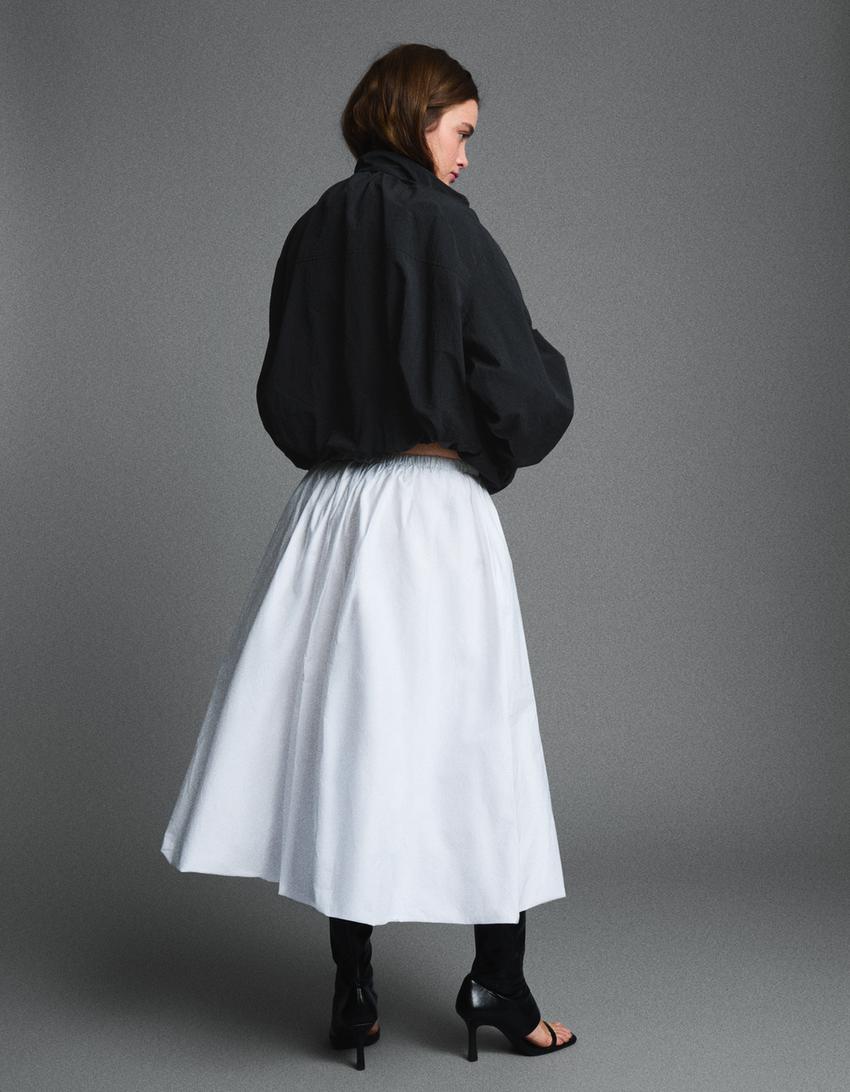 Balloon midi skirt-White