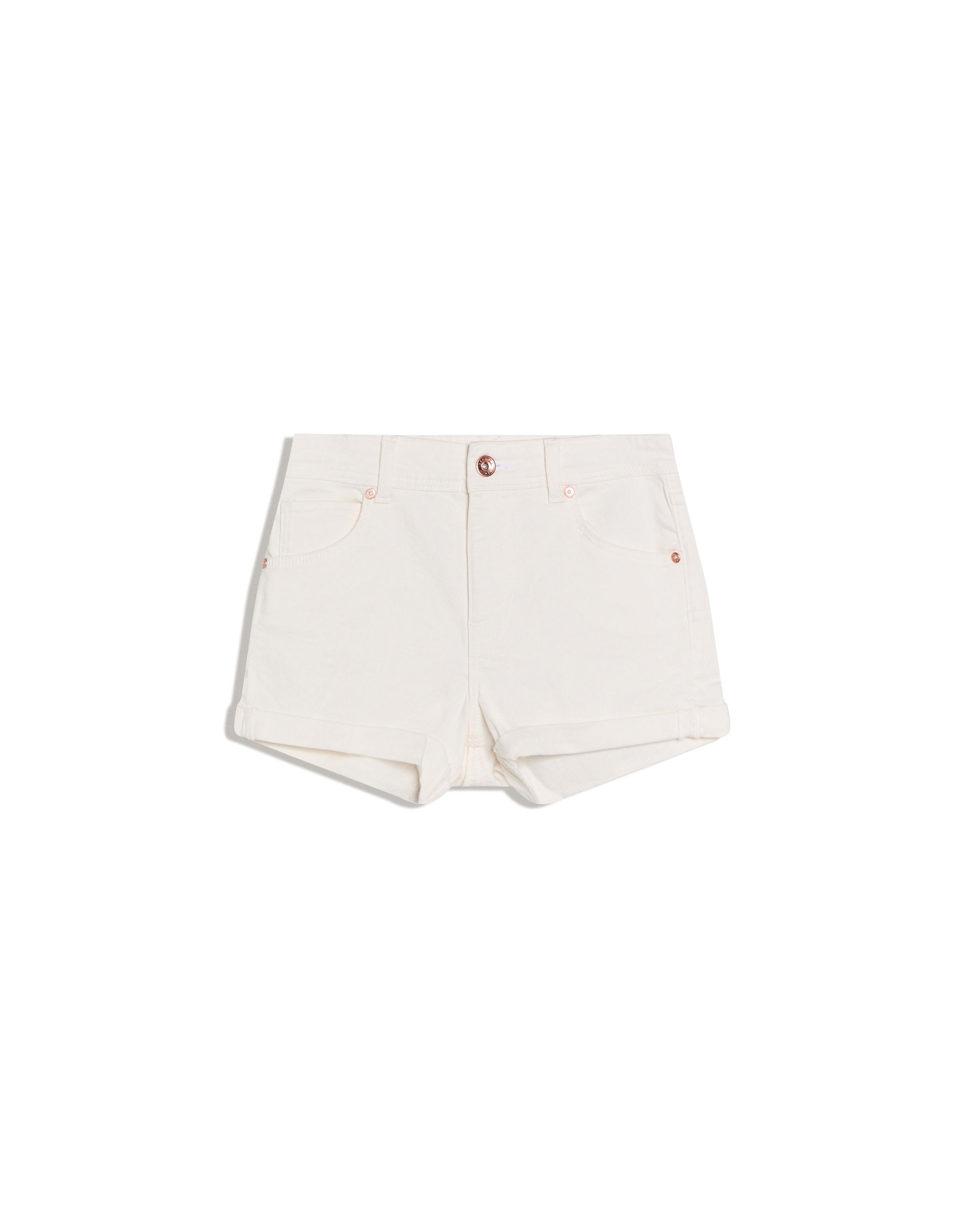 Roll-up denim shorts