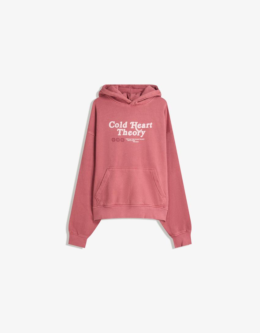 Sweatshirt met print en verwassen effect-Koraal-4
