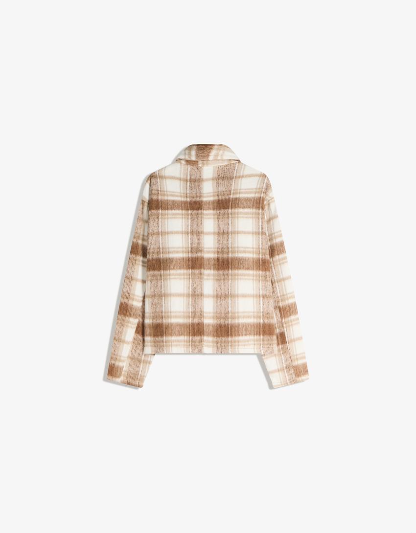 Giubbotto Boxy fit a quadri-Marrone